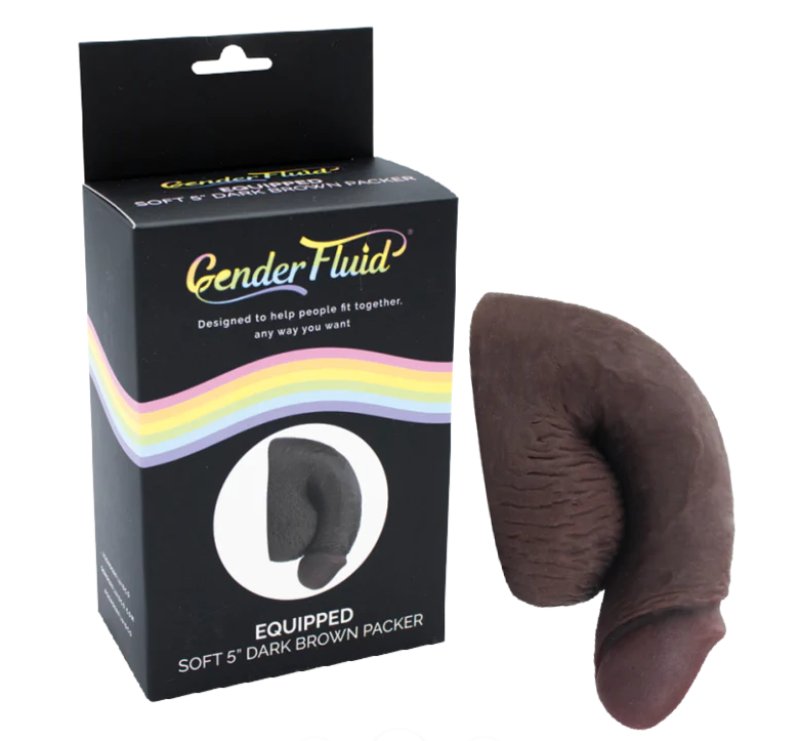 Gender Fluid Equipped Soft Packer 5 Inch Dark Brown Realistic Soft Prosthetic