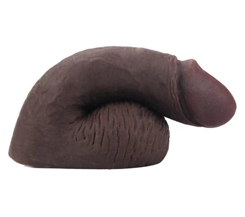 Gender Fluid Equipped Soft Packer 5 Inch Dark Brown Realistic Soft Prosthetic
