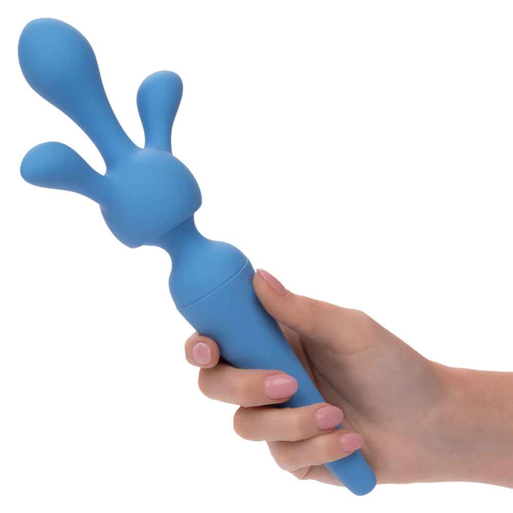 Couture Collection™ Body Wand Kit Blue Silicone Waterproof with Dual and Triple Teaser Attachments Secondary image