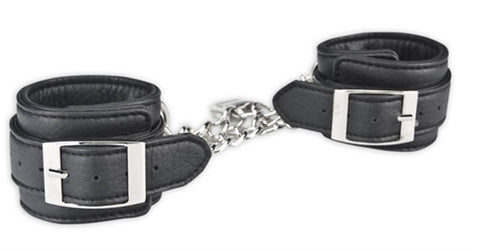 Lux Fetish Unisex Black Leatherette Cuffs with Lock, Chain, and Satin Blindfold > Bondage Gear > Restraints