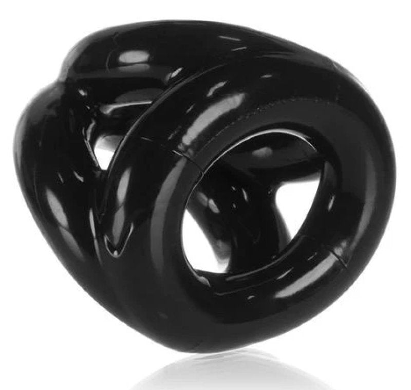 Oxballs Tri-Sport 3-Ring Flexible Silicone Cockring Sling Male Toy Black > Cock Ring > Sling