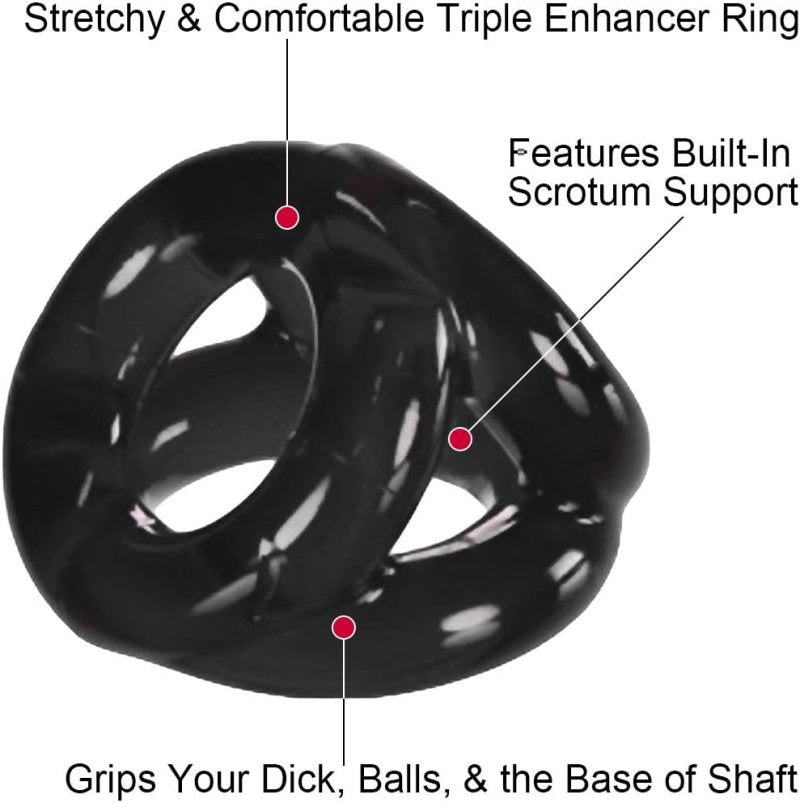 Oxballs Tri-Sport 3-Ring Flexible Silicone Cockring Sling Male Toy