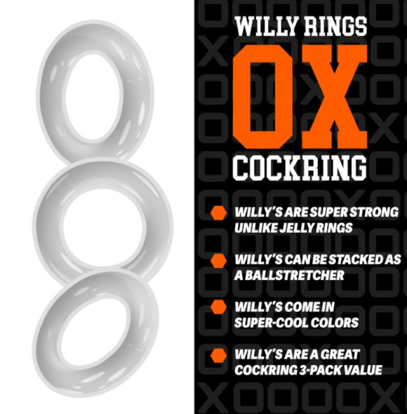 Oxballs Willy Rings 3-Pack Stretchy Clear Cockrings Set > Cock Ring > Sets