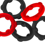 Oxballs Gearheads (Red/Black) – 5-Pack Liquid Silicone Stretch Cockrings