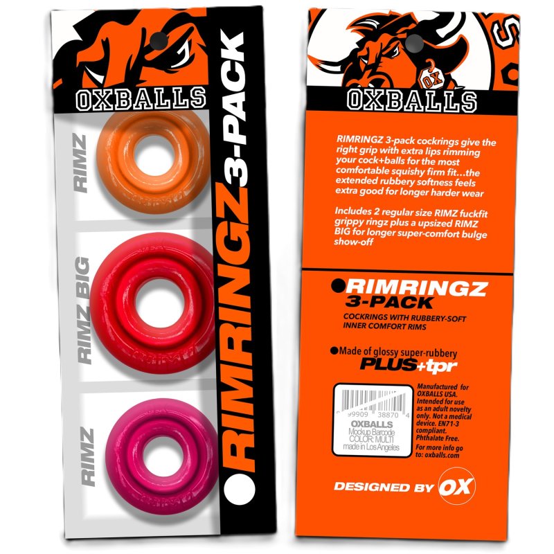 RimRingz 3-Pack Multi-Size Set – Plush-Lip Cockrings with Grippy Soft Rubber Rims Cockrings