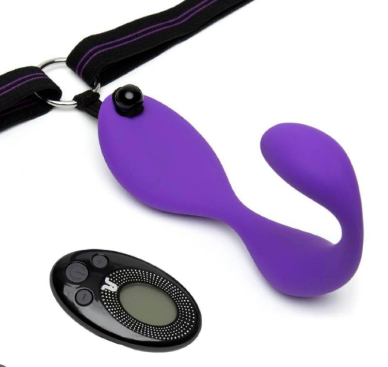 Adrien Lastic Mr. Hook Purple Strap-On Hands-Free Double Action Stimulator with Remote Control and Adjustable Waistband