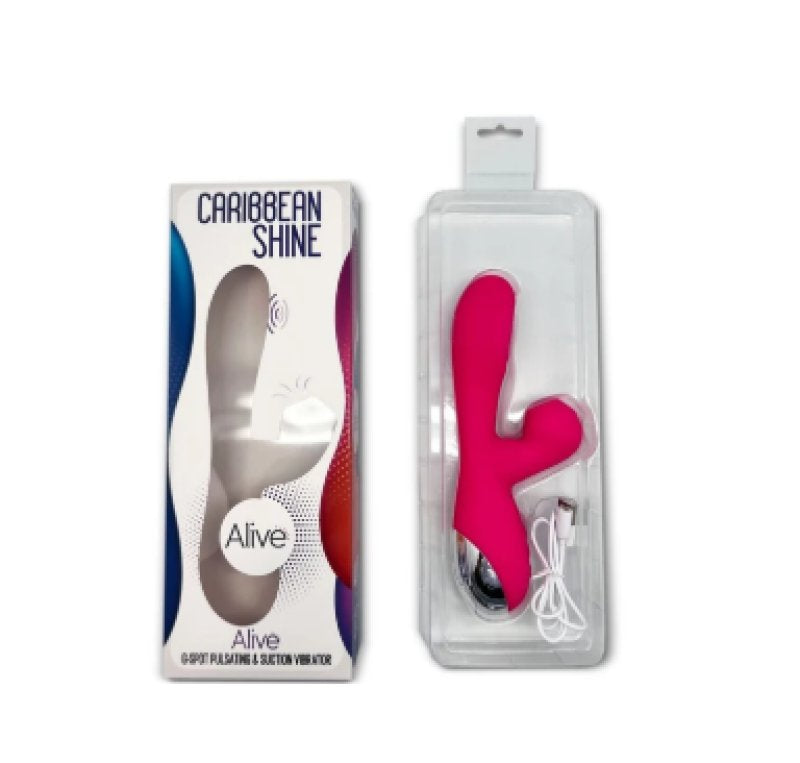 Alive Caribbean Shine Fuchsia G-Spot Pulsating and Suction Vibrator 21 cm Splashproof > Sex Toys For Ladies > G-Spot Vibrators