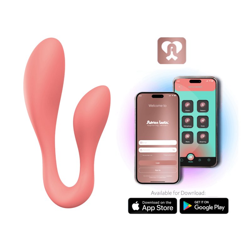 Adrien Lastic Couple Secrets II Dual-Head Vibrator with App Control, Silicone, Coral Pink > Sex Toys > Couples Toys