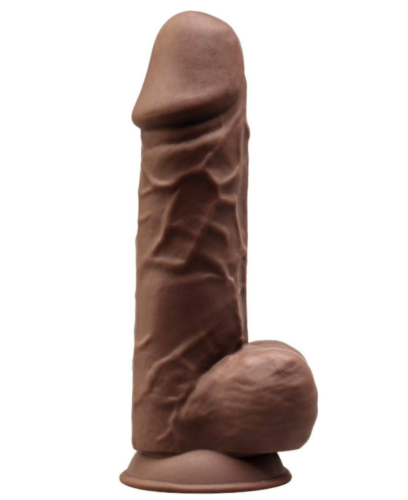 Silexd 8.5 Inch Brown Realistic Dual Density Silicone Dildo with Suction Cup Base