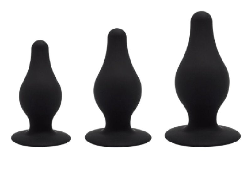 Silexd Model 2 Anal Kit Dual Density Silicone Plugs Set of 3 Sizes Thermo Reactive Black Main image
