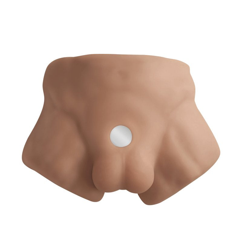 Silexd 7 Inch Apollo Half Male Torso with Interchangeable Dildo Liquid Silicone Caramel