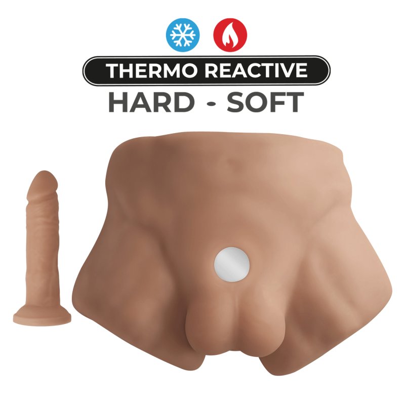Silexd 7 Inch Apollo Half Male Torso with Interchangeable Dildo Liquid Silicone Caramel