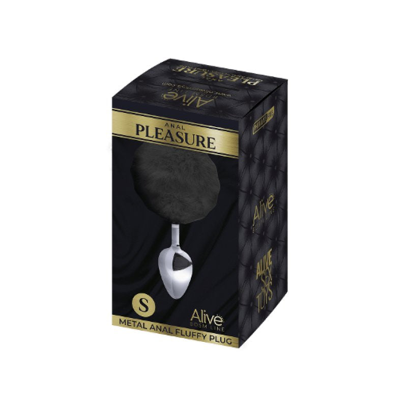 Alive Metal Fluffy Plug Black Small > Anal Range > Tail Butt Plugs
