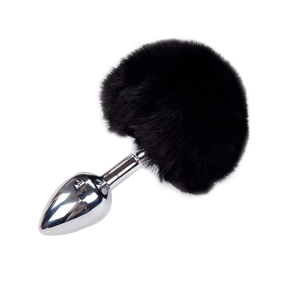 Alive BDSM Line Anal Pleasure Metal Anal Fluffy Butt Plug Medium - Black Main image