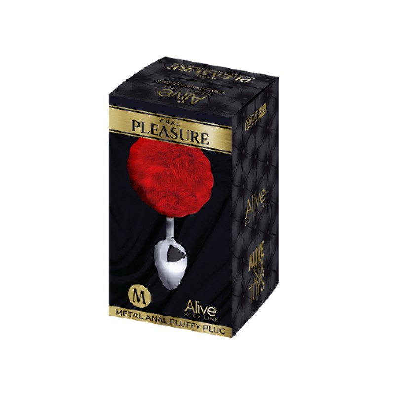 Alive Metal Fluffy Plug Red Medium > Anal Range > Tail Butt Plugs