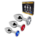 Alive Metal Plug Kit with Shiny Diamond Tips, Set of Three > Anal Range > Butt Plug Kits