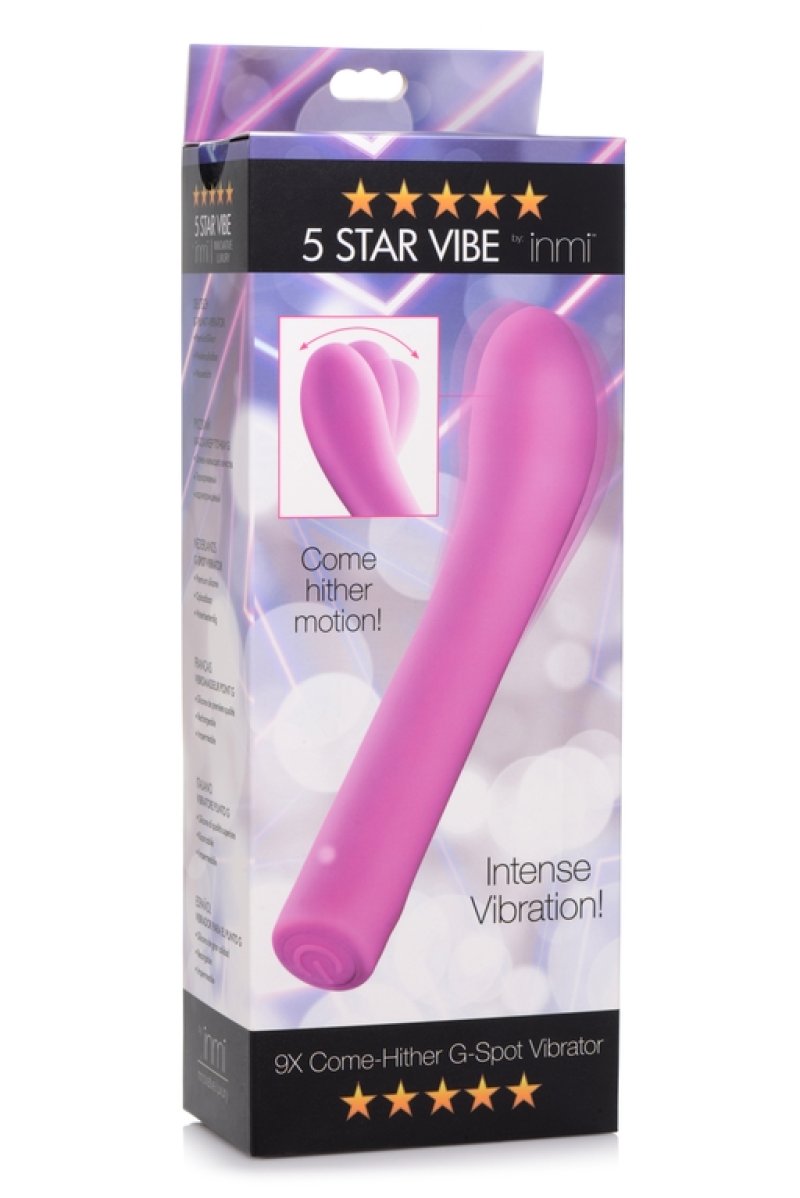 Inmi 5 Star Come Hither G-Spot Vibrator Pink with 9 Vibration Modes and Flexible Silicone Shaft