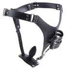 Strict Male Chastity Harness with Silicone Anal Plug