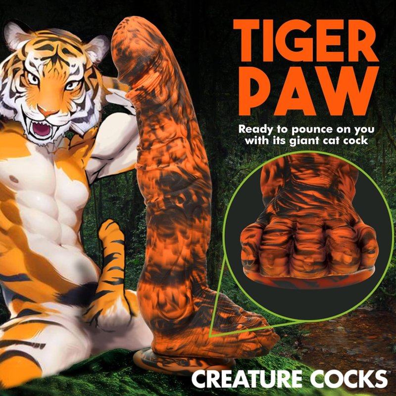 Creature Cocks Sabretooth (Orange and Black Camo) Silicone 11.3 Inch Dildo – Fantasy-Inspired Silicone Dildo