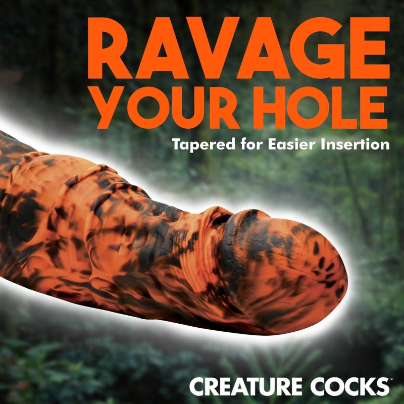 Creature Cocks Sabretooth (Orange and Black Camo) Silicone 11.3 Inch Dildo – Fantasy-Inspired Silicone Dildo