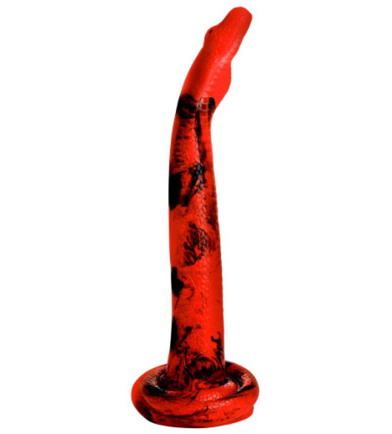 Creature Cocks King Cobra (Red and Black) – X-Large 18 Inch Silicone Dong
