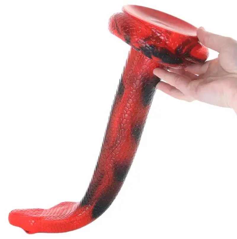 Creature Cocks King Cobra (Red and Black) – X-Large 18 Inch Silicone Dong