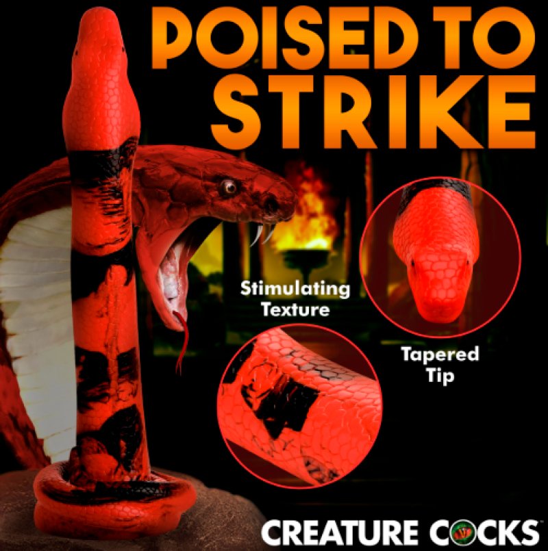 Creature Cocks King Cobra (Red and Black) – X-Large 18 Inch Silicone Dong