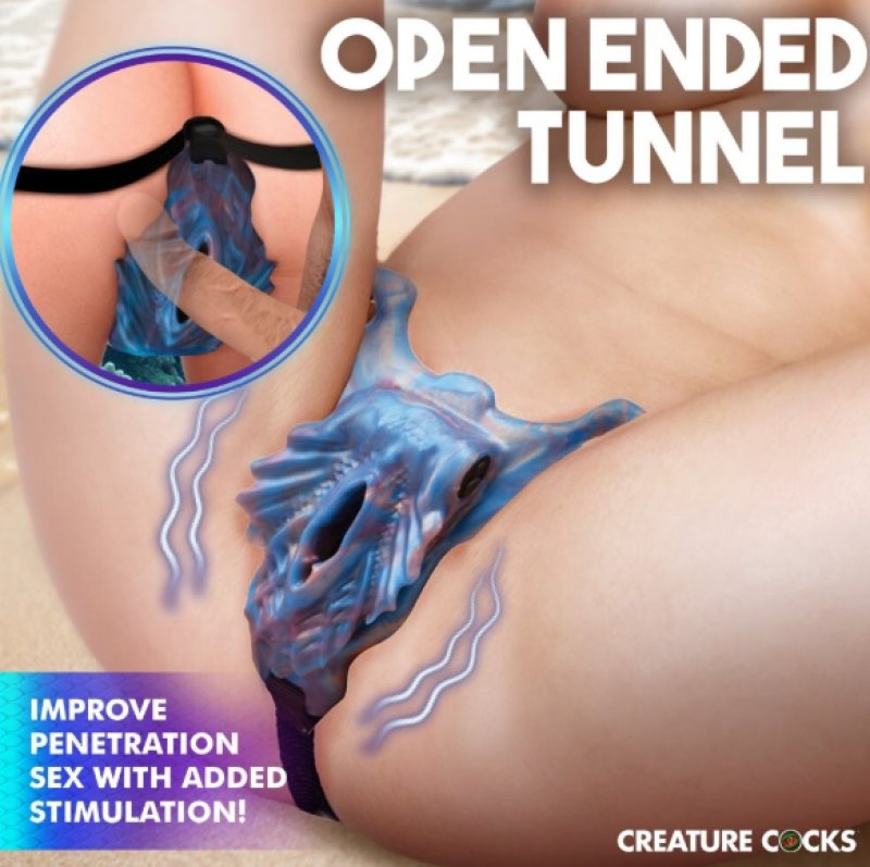 Creature Cocks Siren Snatch Silicone Strap On with Vibrating Features