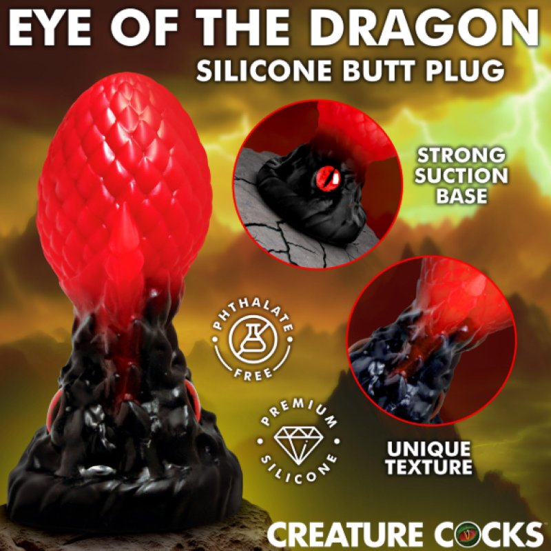 Creature Cocks Eye of the Dragon Silicone Butt Plug in Red