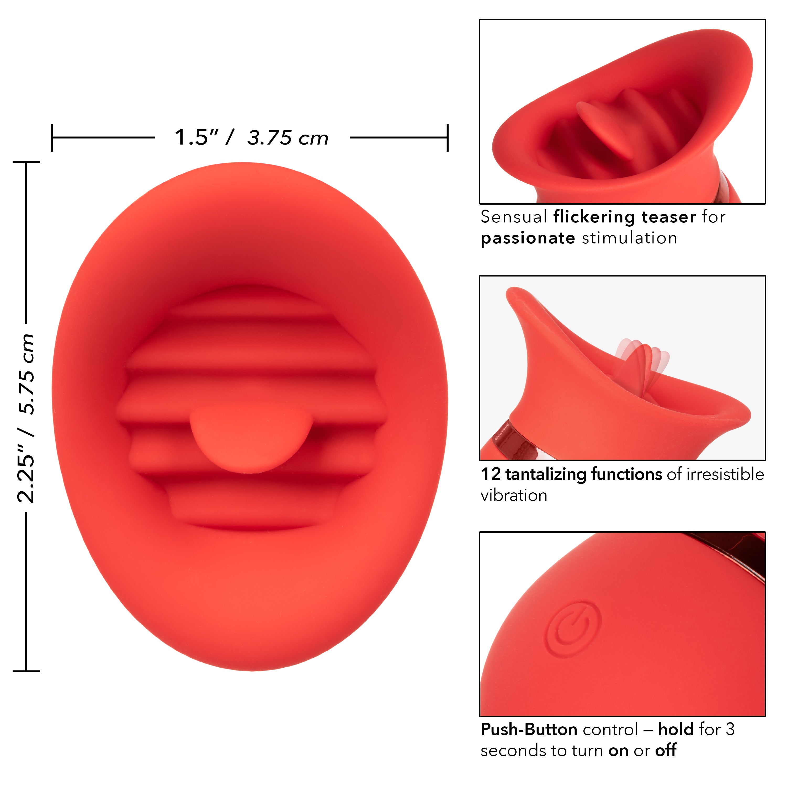 French Kiss Sweet Talker Red Compact Rechargeable Silicone Massager with 12 Vibration Functions Finger Stimulator