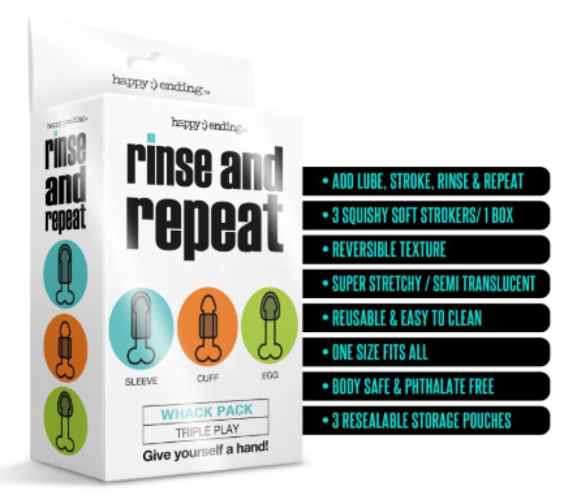 Happy Ending Rinse and Repeat Whack Pack Triple Play Sleeve Cuff and Egg Set