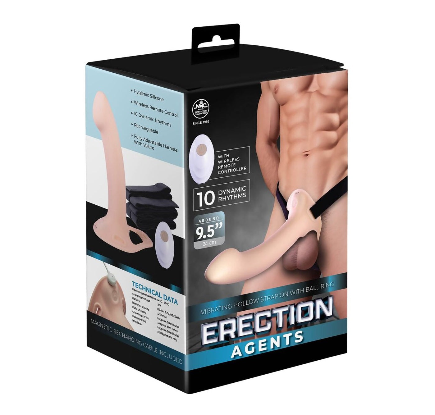 Erection Agents USB Rechargeable Vibrating Hollow Strap-On 9.5" inch (24 cm) – Powerful Strap-On > Dildos > Hollow Strap Ons