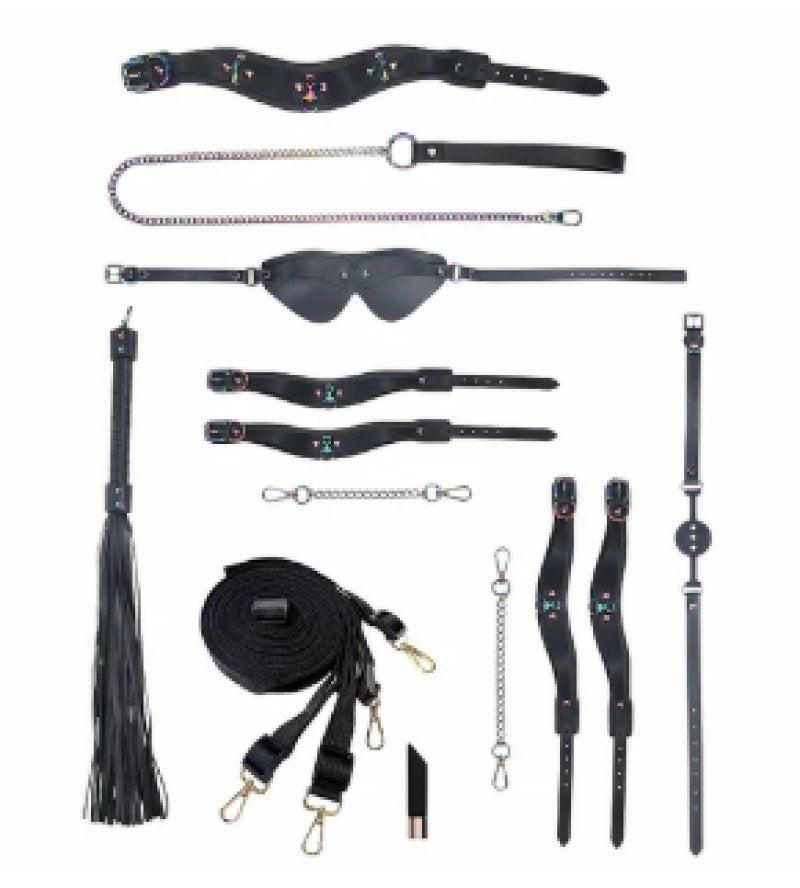 Ouch! Venice Collection Kit with Bag Black Bondage Set with Iridescent Hardware and Accessories > Bondage Gear > Bondage Kits