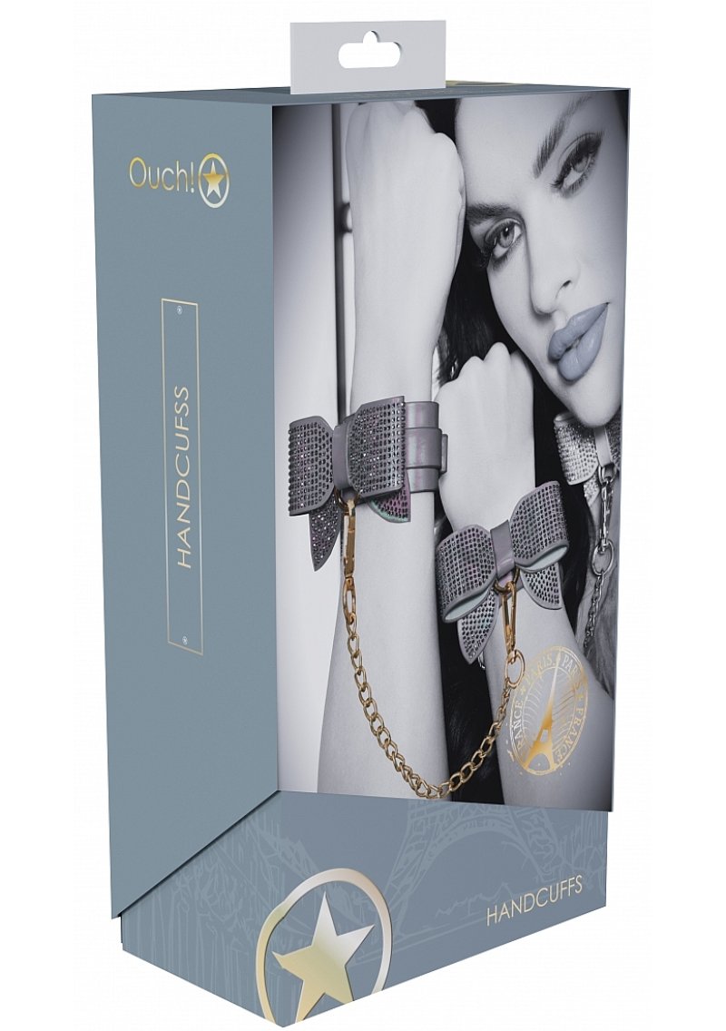 Ouch! Paris Collection Handcuffs with Iridescent PU Leather and Bow Design