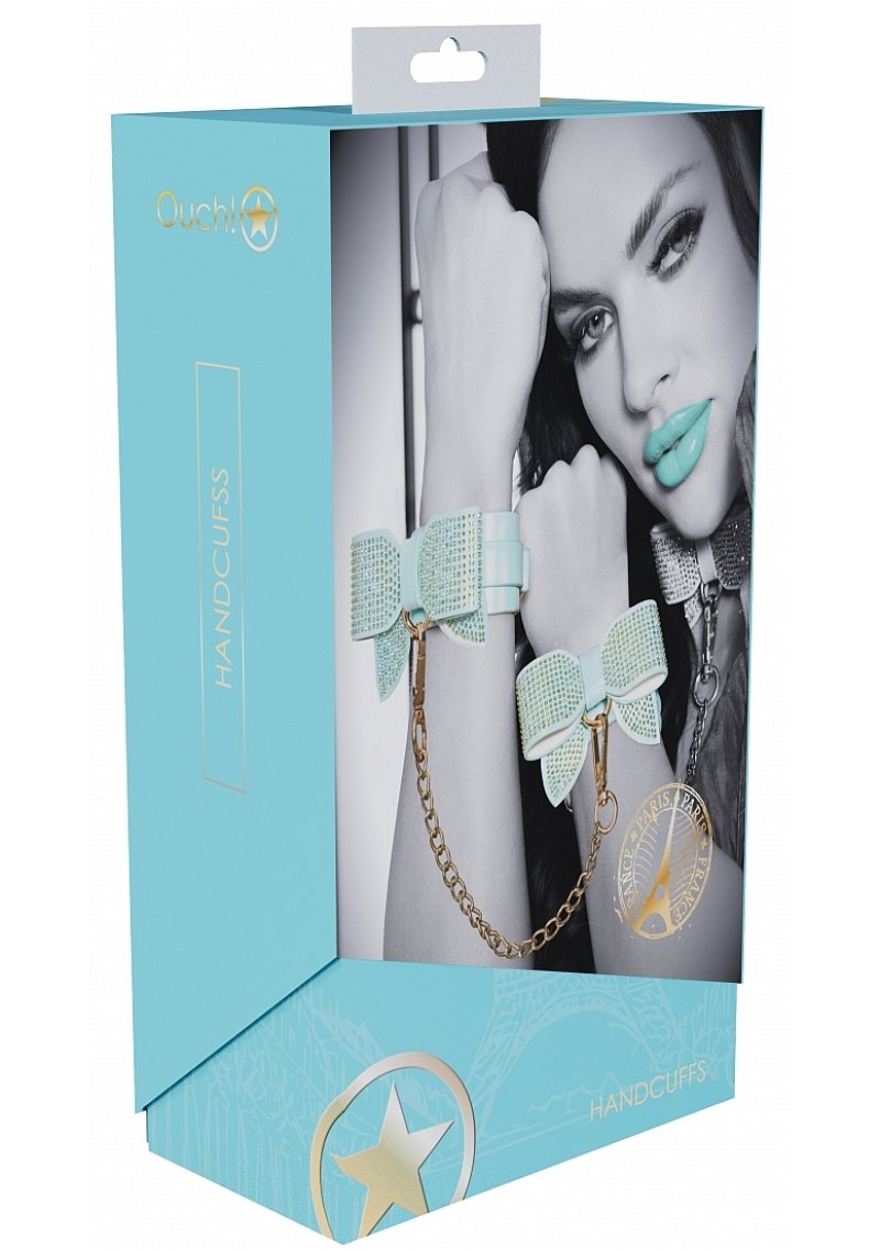 Ouch! Paris Collection Handcuffs (Light Blue) – PU Leather Handcuffs Secondary image