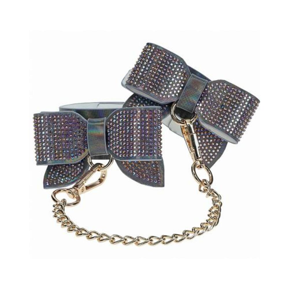 Ouch! Paris Collection Leg Cuffs Black Adjustable PU Leather with Iridescent Hardware > Bondage Gear > Restraints Main image