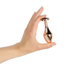 Rosy Gold Nouveau Butt Plug Aluminum Geometric Design with Black Crystal Accent