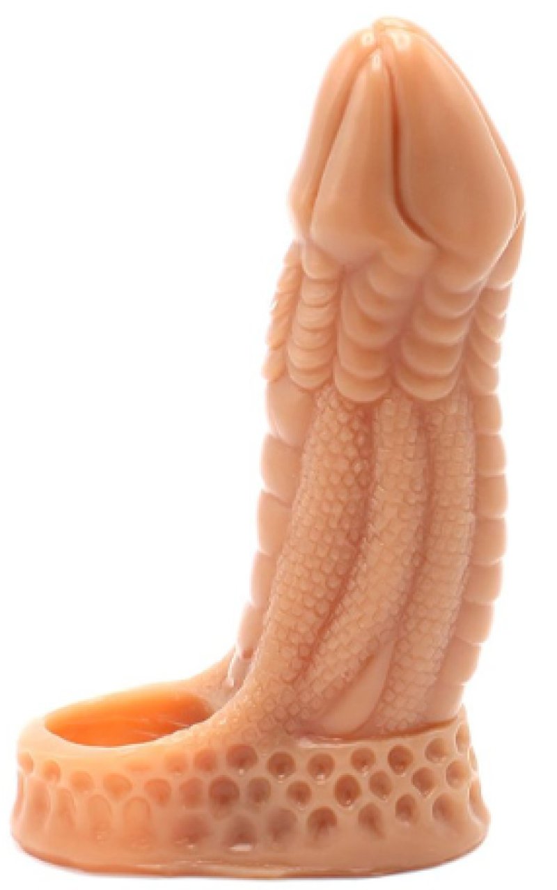 Kiotos Monstar Sleeve 04 Premium Flesh Tone 6.5" Inch Textured Silicone Penis Sleeve with Ball Stretcher Hole Main image
