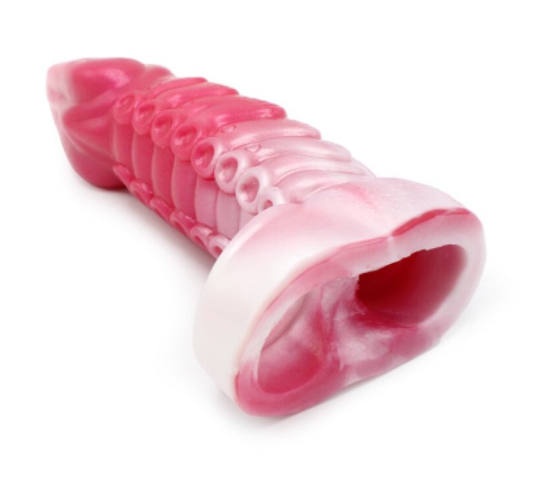 Kiotos Monstar Sleeve 10 Pink 8.5" Inch Textured Penis Sleeve with Stretcher Hole and Body-Safe Silicone Secondary image