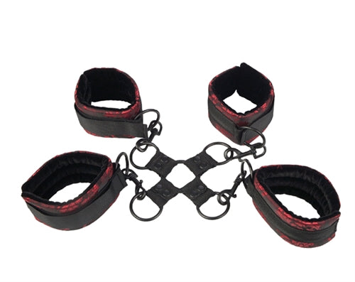 Scandal Adjustable Hog Tie (Red and Black) – Plush Restraint Black > Bondage Gear > Restraints Main image
