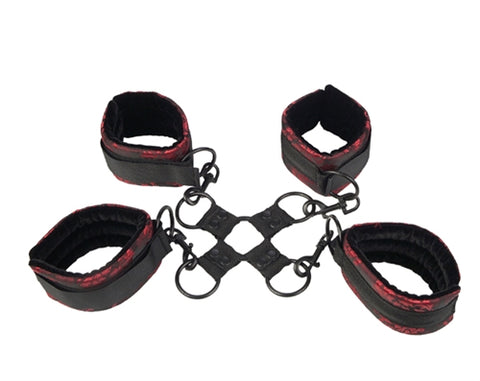 Scandal Adjustable Hog Tie (Red and Black) – Plush Restraint Black > Bondage Gear > Restraints