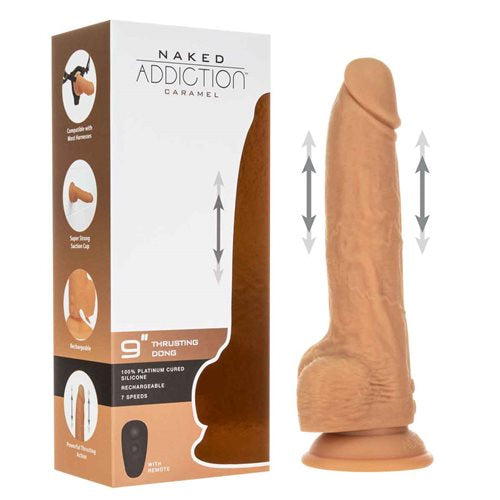 Naked Addiction 9 Inch Thrusting Dildo Caramel Realistic Default Title > Dildos > Thrusting Dildos