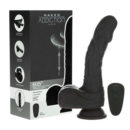 Naked Addiction The Freak Noir 8.6 Inch – Platinum Cured Silicone Vibrating Rotating and Thrusting Dong Default Title DONGS Vibrating