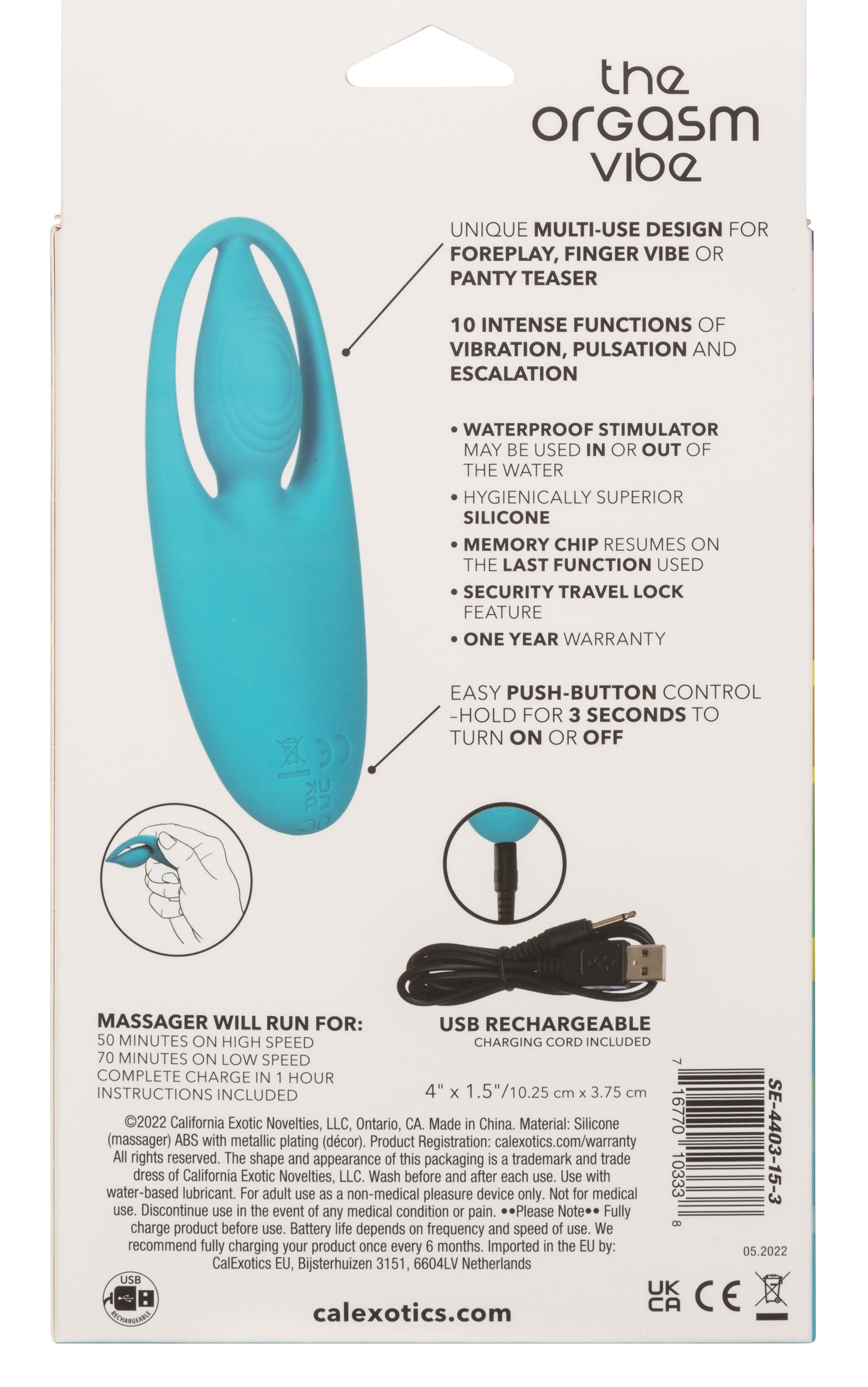 Neon Vibes The Orgasm Vibe Blue Silicone Multi-Use 10 Function Vibrator > Vibrators > Finger Vibrators