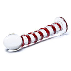 Glas 8 Inch Mr Swirly Spiral Red and Clear Glass Dildo > Glass > Dildos