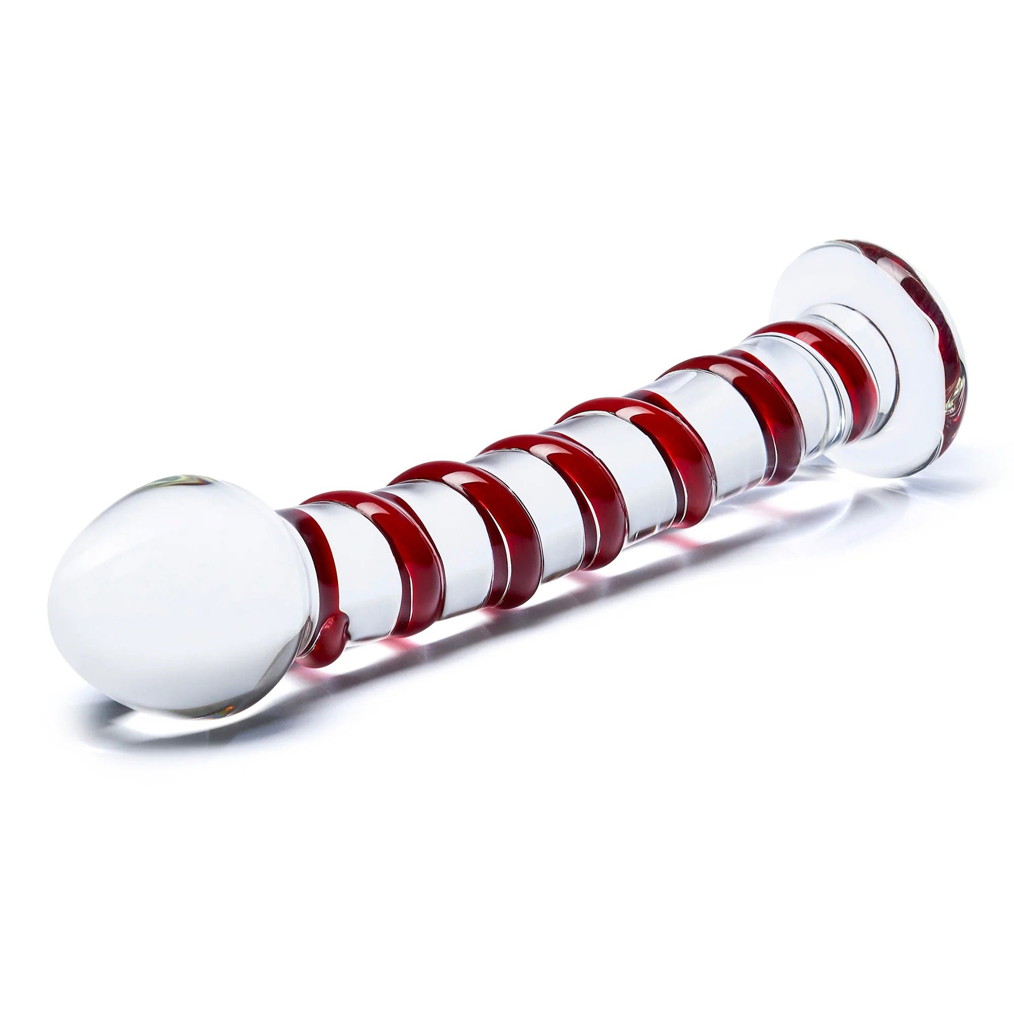 Glas 8 Inch Mr Swirly Spiral Red and Clear Glass Dildo > Glass > Dildos