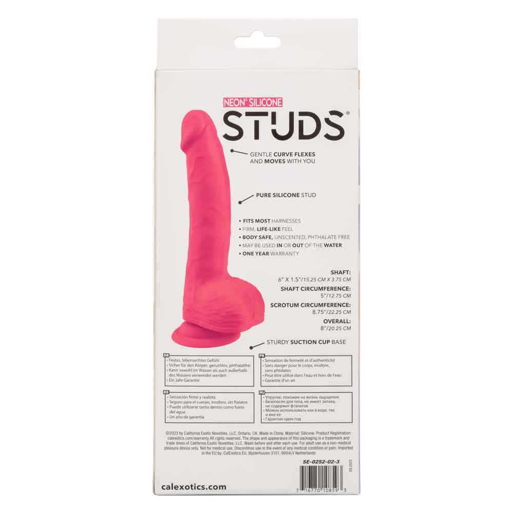 Neon Silicone Studs 6 Inch 15.25 cm Pink Silicone Dildo With Suction Cup Base > Dildos > Realistic Dildos