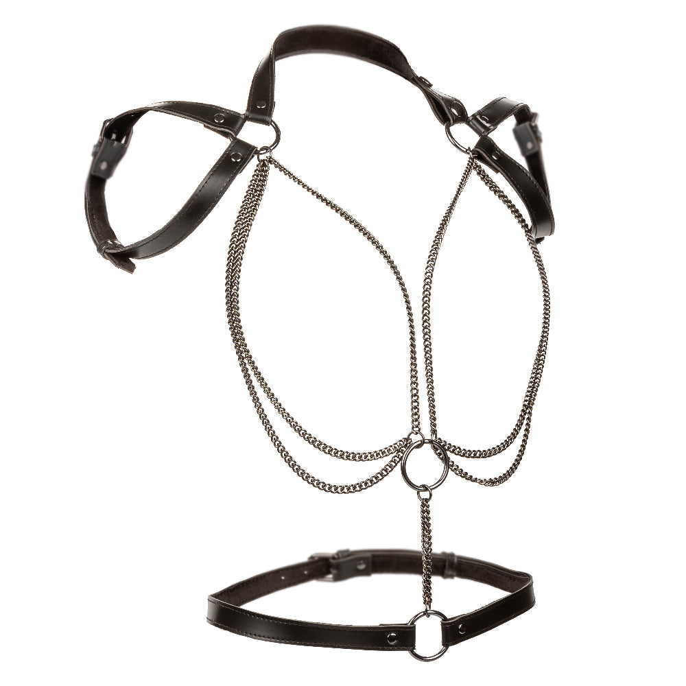Euphoria Collection Multi Chain Halter Harness with Velvet and Vegan Leather in Black, Adjustable Size > Clothes > Womens Harnesses