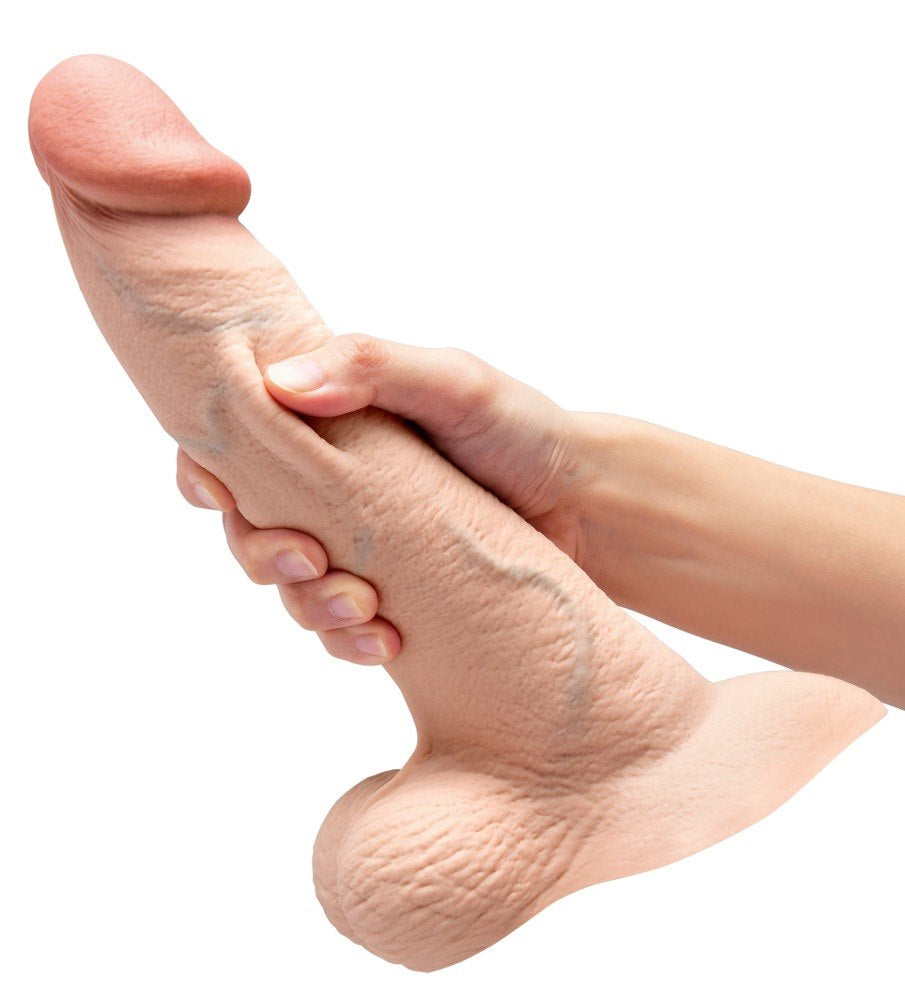 b-Vibe Slipskin Realistic Silicone Dildo 10 Inch Curved Cream > Dildos > Large Dildos