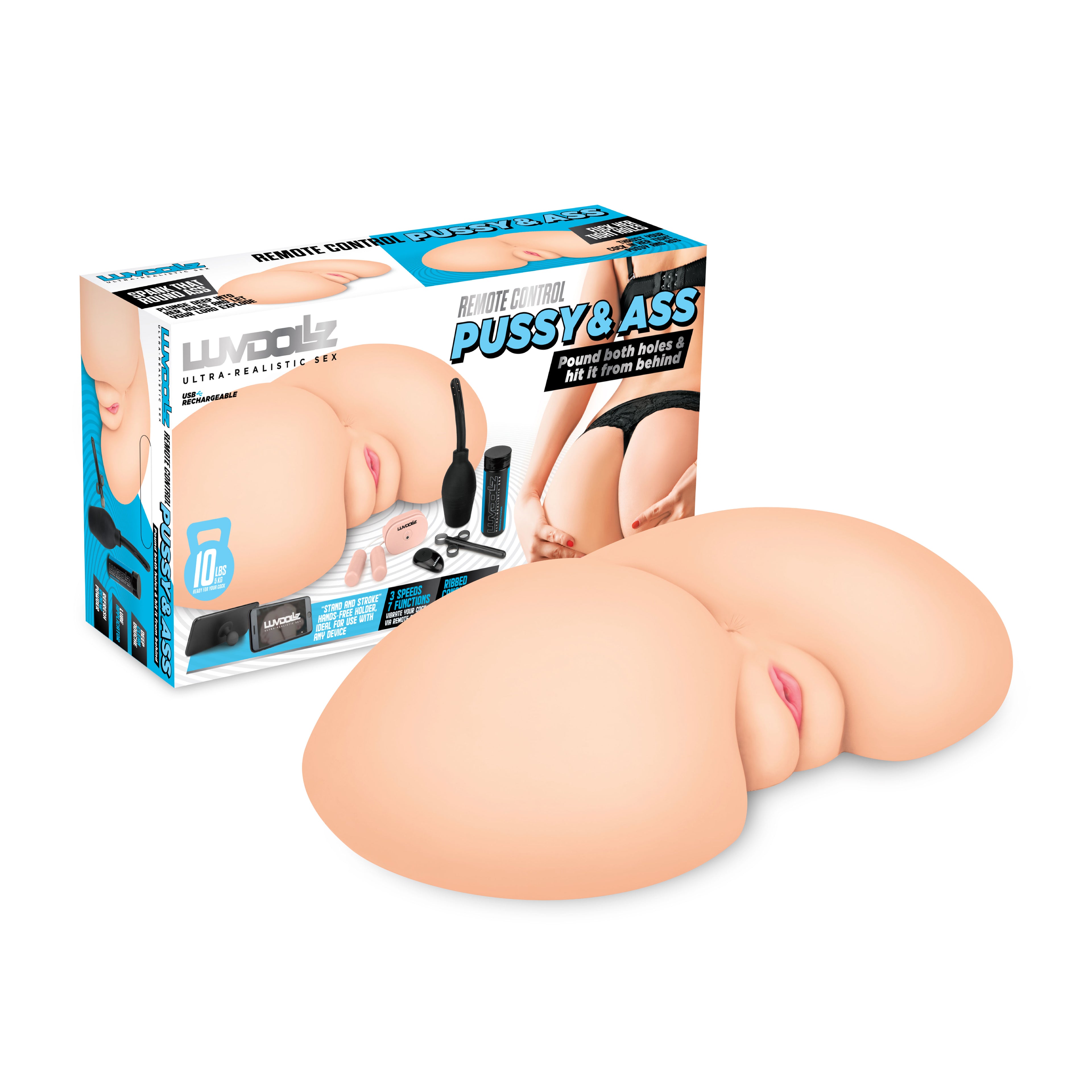 Luvdollz Remote Control Vibrating Pussy and Ass Masturbator Cream 8 Pounds > Sex Toys For Men > Assbators